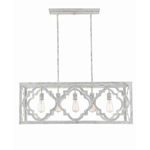 5 Light Linear Chandelier-Traditional Style with Shabby Chic and Coastal Inspirations-14.5 inches tall by 14 inches wide - 1151780