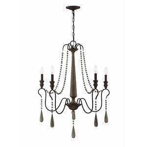 5 Light Chandelier-Traditional Style with Country French and Rustic Inspirations-36 inches tall by 28.5 inches wide