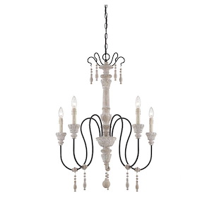5 Light Chandelier-Traditional Style with Country French and Farmhouse Inspirations-35 inches tall by 28.5 inches wide