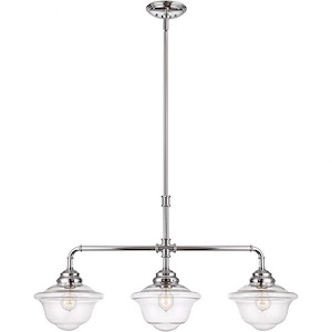 3 Light Linear Chandelier-Bohemian Style with Transitional and Industrial Inspirations-21 inches tall by 9.75 inches wide