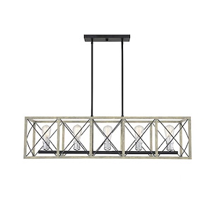 5 Light Linear Chandelier-Farmhouse Style with Transitional and Rustic Inspirations-10 inches tall by 14 inches wide