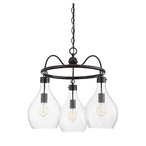 3 Light Chandelier-Industrial Style with Rustic and Farmhouse Inspirations-21 inches tall by 23.5 inches wide - 477796