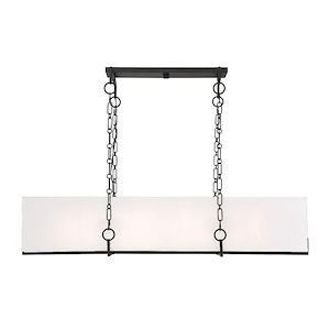 8 Light Linear Chandelier-Transitional Style with Contemporary and Farmhouse Inspirations-9 inches tall by 14.75 inches wide