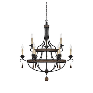 9 Light Chandelier-Traditional Style with Rustic and Farmhouse Inspirations-39.25 inches tall by 34 inches wide