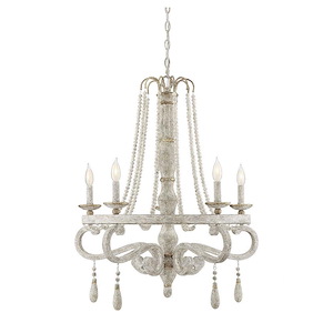 5 Light Chandelier-Shabby Chic Style with Farmhouse and Rustic Inspirations-31 inches tall by 28 inches wide