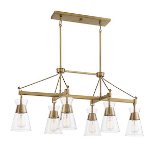 Lakewood - 6 Light Linear Chandelier In Mid-Century Modern Style-17 Inches Tall and 17.5 Inches Wide