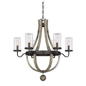 6 Light Outdoor Chandelier-Modern Farmhouse Style with Rustic and Country French Inspirations-30.5 inches tall by 29 inches wide