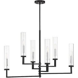 6 Light Linear Chandelier-Modern Style with Contemporary and Scandinavian Inspirations-21.73 inches tall by 16 inches wide - 820574