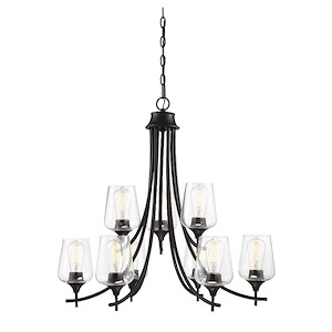 9 Light Chandelier-Transitional Style with Contemporary and Bohemian Inspirations-28.5 inches tall by 30 inches wide - 688545