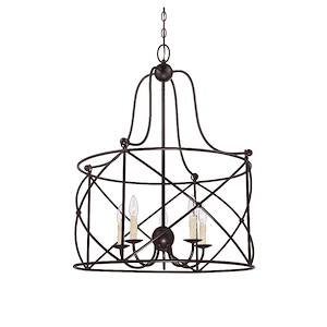 5 Light Pendant-Transitional Style with Farmhouse and Rustic Inspirations-32.38 inches tall by 25.5 inches wide
