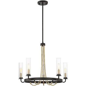 5 Light Chandelier-Industrial Style with Vintage and Contemporary Inspirations-27 inches tall by 24.75 inches wide