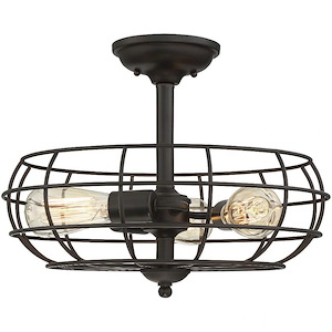 3 Light Semi-Flush Mount-Industrial Style with Rustic Inspirations-12.5 inches tall by 16 inches wide