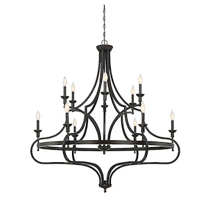 12 Light Chandelier-Traditional Style with Transitional and Farmhouse Inspirations-50.5 inches tall by 48 inches wide