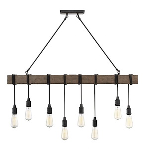 8 Light Linear Chandelier-Industrial Style with Rustic and Farmhouse Inspirations-38.25 inches tall by 5 inches wide