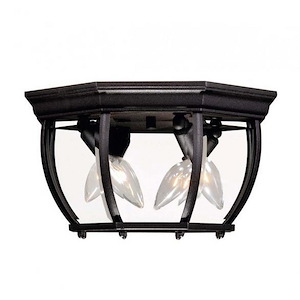 3 Light Outdoor Flush Mount-Traditional Style with Transitional Inspirations-7 inches tall by 9 inches wide