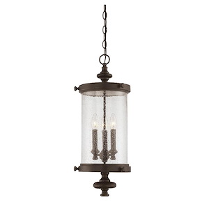 3 Light Outdoor Hanging Lantern-Transitional Style with Rustic and Modern Farmhouse Inspirations-25 inches tall by 9 inches wide - 477757