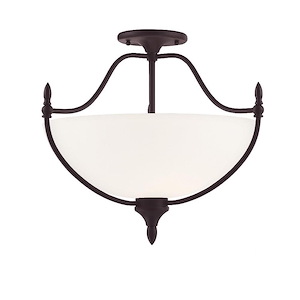 3 Light Semi-Flush Mount-Traditional Style with Transitional and Contemporary Inspirations-15.5 inches tall by 18 inches wide