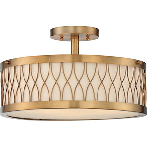 3 Light Semi-Flush Mount-Glam Style with Transitional and Scandinavian Inspirations-9 inches tall by 15 inches wide - 1152189