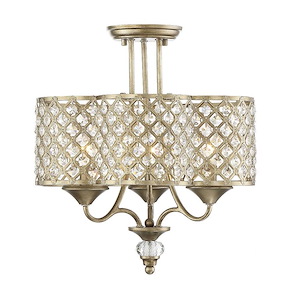 3 Light Semi-Flush Mount-Glam Style with Transitional and Bohemian Inspirations-16.25 inches tall by 16 inches wide - 688644