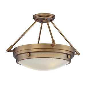 3 Light Semi-Flush Mount-Transitional Style with Contemporary and Industrial Inspirations-13.5 inches tall by 18.5 inches wide
