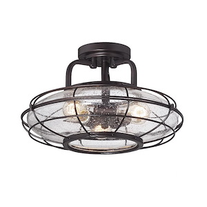 3 Light Semi-Flush Mount-Coastal Style with Farmhouse and Industrial Inspirations-10 inches tall by 16 inches wide - 1145522