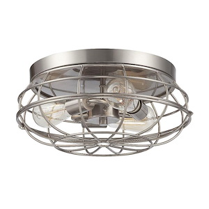 3 Light Flush Mount-Industrial Style with Rustic and Farmhouse Inspirations-6.5 inches tall by 15 inches wide - 461951