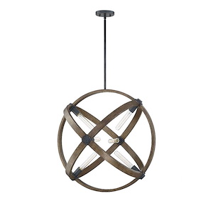 6 Light Pendant-Industrial Style with Farmhouse and Rustic Inspirations-28.38 inches tall by 27.75 inches wide