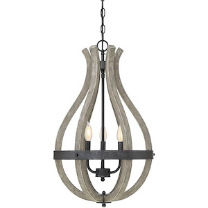 3 Light Pendant-Traditional Style with Rustic and Farmhouse Inspirations-27 inches tall by 16 inches wide