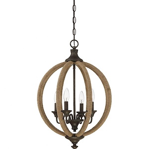 4 Light Pendant-Industrial Style with Rustic and Farmhouse Inspirations-24 inches tall by 17 inches wide
