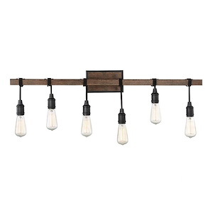 6 Light Bath Bar-Industrial Style with Farmhouse and Rustic Inspirations-10.25 inches tall by 39 inches wide - 688582