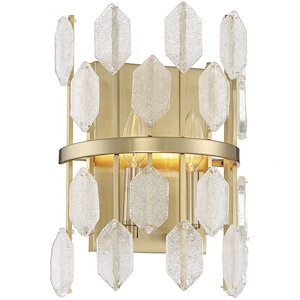 2 Light Wall Sconce-Glam Style with Mid-Century Modern and Contemporary Inspirations-13.5 inches tall by 9 inches wide