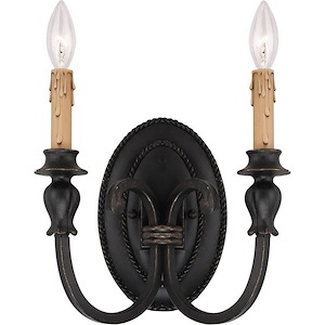 2 Light Wall Sconce-Traditional Style with Country French Inspirations-13.5 inches tall by 11 inches wide