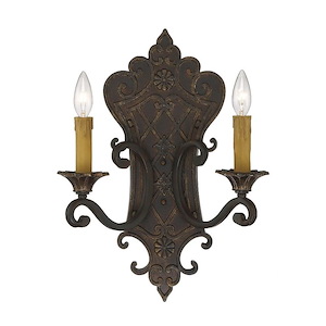 2 Light Wall Sconce-Traditional Style with Country French and Shabby Chic Inspirations-19 inches tall by 13.5 inches wide