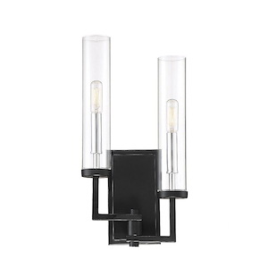 2 Light Wall Sconce-Modern Style with Contemporary and Scandinavian Inspirations-17 inches tall by 4 inches wide