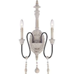2 Light Wall Sconce-Traditional Style with Country French and Farmhouse Inspirations-25.5 inches tall by 11 inches wide