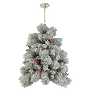 SkyPlug Pre-Lit Flocked Hanging Christmas Tree with Ornaments