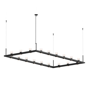 Intervals - LED Rectangular Pendant with Cylinder Uplight Trim-11.5 Inches Tall and 104 Inches Wide