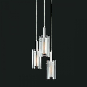 Zylinder - 3 Light Adjustable Pendant-16.50 Inches Tall and 13 Inches Wide