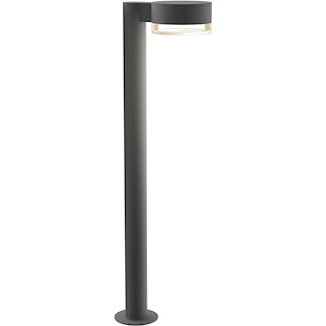 REALS - 1 LED Plate Cap and Clear Cylinder Bollard-28 Inch Tall and 5 Inch Wide - 1395854