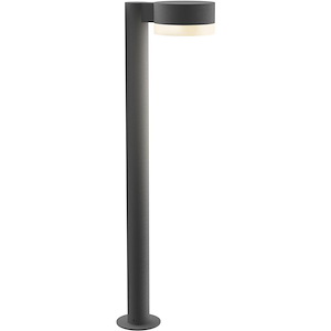 REALS - 1 LED Plate Cap and White Cylinder Bollard-28 Inch Tall and 5 Inch Wide - 1395855