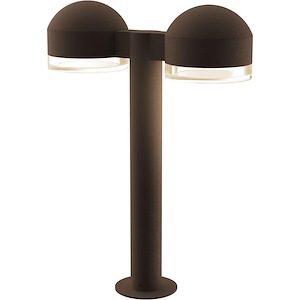 REALS - 2 LED Dome Cap and Clear Cylinder Double Bollard-17.75 Inch Tall and 5 Inch Wide - 1395858