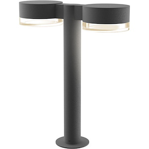 REALS - 2 LED Plate Cap and Clear Cylinder Double Bollard-16 Inch Tall and 5 Inch Wide - 1395862