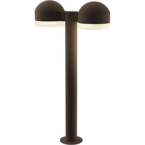 REALS - 2 LED Dome Cap and White Cylinder Double Bollard-23.75 Inch Tall and 5 Inch Wide - 1395867