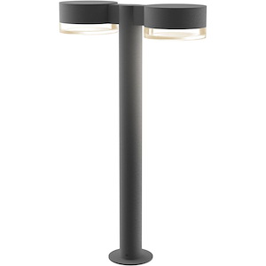 REALS - 2 LED Plate Cap and Clear Cylinder Double Bollard-22 Inch Tall and 5 Inch Wide - 1395870