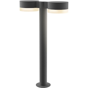 REALS - 2 LED Plate Cap and White Cylinder Double Bollard-22 Inch Tall and 5 Inch Wide - 1395871
