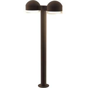 REALS - 2 LED Dome Cap and Clear Cylinder Double Bollard-29.75 Inch Tall and 5 Inch Wide - 1395874