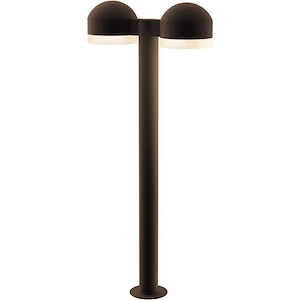 REALS - 2 LED Dome Cap and White Cylinder Double Bollard-29.75 Inch Tall and 5 Inch Wide - 1395875