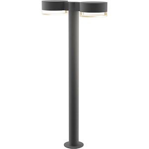 REALS - 2 LED Plate Cap and Clear Cylinder Double Bollard-28 Inch Tall and 5 Inch Wide - 1395878