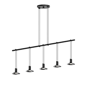 Suspenders - 75W 5 LED 1-Tier Linear Pendant In Modern Style-15 Inches Tall and 36 Inches Wide