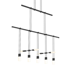 Suspenders - 70W 5 LED 2-Tier Linear Pendant In Modern Style-27 Inches Tall and 36 Inches Wide - 1118013